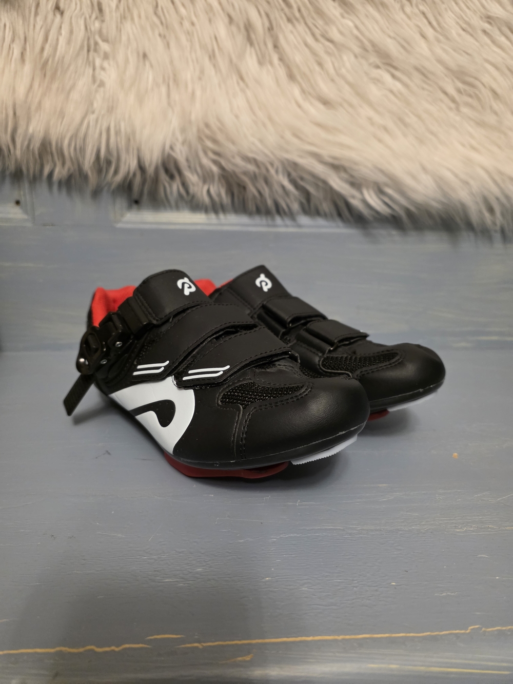 Peloton Black White Red Women's Cycling Shoes